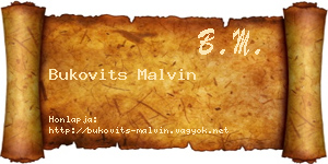 Bukovits Malvin névjegykártya